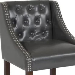 Flash Furniture Carmel Series 24" High Transitional Tufted Walnut Counter Height Stool With Accent Nail Trim -Baxton Studio Store GUEST 65620c39 4c71 4608 9f38 f9c526d70fce