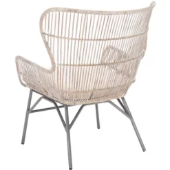 Lenu Rattan Accent Chair W/ Cushion - Grey White Wash/White/ Black - Safavieh 14 Lenu Rattan Accent Chair W/ Cushion - Grey White Wash/White/ Black - Safavieh -Baxton Studio Store GUEST 65c835fc 8565 4ff6 84c2 334d0cc74022