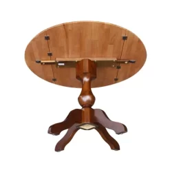 30.3" Gracelyn Round Dual Drop Leaf Pedestal Extendable Dining Table Cinnamon/Espresso - International Concepts -Baxton Studio Store GUEST 669c1d30 915c 4d01 a2bb 07a539d67bcb