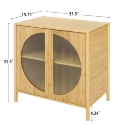 Aash 2-Doors Solid Bamboo Storage Cabinet,Circle-Shape Doors Farmhouse Storage Cabinet With 1 Adjustable Inner Shelves-The Pop Maison -Baxton Studio Store GUEST 66b1504f 2e94 4bd7 9233 ca35c8f8a1ee
