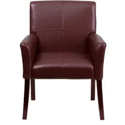 Emma And Oliver Leather Executive Side Reception Chair With Mahogany Legs -Baxton Studio Store GUEST 6788b906 ce2e 4cf7 b629 3a59bc458ddb