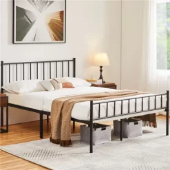 Yaheetech Metal Platform Bed Frame With Spindle Headboard And Footboard