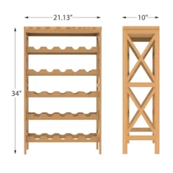Hastings Home 25-Bottle Holder Freestanding Wine Rack With Tabletop, Brown