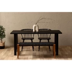 Balka Woven Leather Bench Matte Black - South Shore