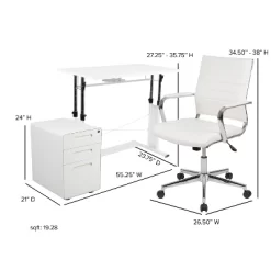 Flash Furniture Work From Home Kit - White Adjustable Computer Desk, LeatherSoft Office Chair And Inset Handle Locking Mobile Filing Cabinet 15 Flash Furniture Work From Home Kit - White Adjustable Computer Desk, LeatherSoft Office Chair And Inset Handle Locking Mobile Filing Cabinet -Baxton Studio Store GUEST 68d54135 c246 4095 b576 72ab85c4a559