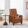 Yaheetech Faux Leather Recliner Sofa With Pocket Spring Brown -Baxton Studio Store GUEST 696d6daf b650 4b98 b1b1 8d114d9548e0