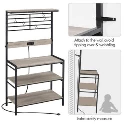 Yaheetech 4-tier 64" H Kitchen Baker's Rack With Power Outlet, Gray 12 Yaheetech 4-tier 64" H Kitchen Baker's Rack With Power Outlet, Gray -Baxton Studio Store GUEST 6b3d535d 2fb3 498b a387 014ba0a4dd08