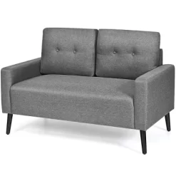 Costway Modern Loveseat Sofa 55'' Upholstered Chair Couch With Soft Cloth Cushion Grey -Baxton Studio Store GUEST 6bd306b7 523c 4dde a101 049f7e5ff677