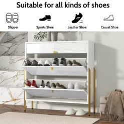 39" Modern Freestanding Shoe Cabinet With 2 Flap Drawers And 1 Slide Drawer - ModernLuxe 18 39" Modern Freestanding Shoe Cabinet With 2 Flap Drawers And 1 Slide Drawer - ModernLuxe -Baxton Studio Store GUEST 6c175fe5 6227 441c 97eb be4d175bf376