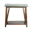 30" Brookside Console Media Table Concrete Coated Top And Wood Light Gray/Brown - Alaterre Furniture