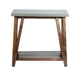 30" Brookside Console Media Table Concrete Coated Top And Wood Light Gray/Brown - Alaterre Furniture