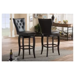 29" Leonice Faux Leather Upholstered Button Tufted Swivel Barstool Dark Brown - Baxton Studio 7 29" Leonice Faux Leather Upholstered Button Tufted Swivel Barstool Dark Brown - Baxton Studio -Baxton Studio Store GUEST 6ca408db 640c 402f ad0d 6e4b8f2867cb