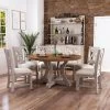 7pc Lexin Rustic Round Dining Table Set Distressed White/ Distressed Dark Oak - MiBasics