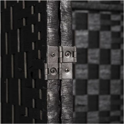 Legacy Decor 3, 4, 5, 6, Or 8 Panels Diamond Weave Bamboo Fiber Privacy Partition Screen, Black, Brown, Red/Honey, Or Beige Color 4 Legacy Decor 3, 4, 5, 6, Or 8 Panels Diamond Weave Bamboo Fiber Privacy Partition Screen, Black, Brown, Red/Honey, Or Beige Color - Image 2