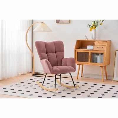 Epping Nursery Rocking Chair,Velvet Upholstered Glider Rocker Rocking Accent Chair,Wingback Rocking Chairs-Maison Boucle 3 Epping Nursery Rocking Chair,Velvet Upholstered Glider Rocker Rocking Accent Chair,Wingback Rocking Chairs-Maison Boucle