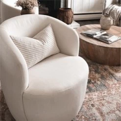 Bella 28'' Seat Width Contemporary Farmhouse,Upholstered Linen Swivel Chair, Armrest 360° Swivel Nursery Chair-The Pop Maison -Baxton Studio Store GUEST 6e4f5027 d36c 48fe 8e9f 364eeb24db76