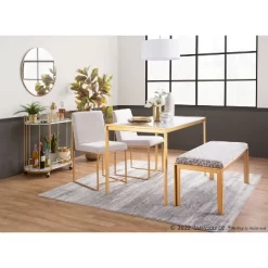 Set Of 2 Highback Fuji Polyester/Steel Dining Chairs Gold/Light Gray - LumiSource -Baxton Studio Store GUEST 6e5512d8 d5a4 42bc a623 04ee467244ab