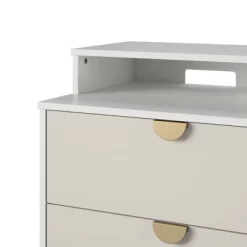 Kelly 4 In 1 Media Dresser White/Taupe - Paris Hilton X The Novogratz -Baxton Studio Store GUEST 6ec165ee ef14 46ea b71b 600492fc2d3c