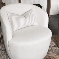 Bella 28'' Seat Width Contemporary Farmhouse,Upholstered Linen Swivel Chair, Armrest 360° Swivel Nursery Chair-The Pop Maison -Baxton Studio Store GUEST 6f776d82 f694 4cf7 a225 66c8589a3ab3