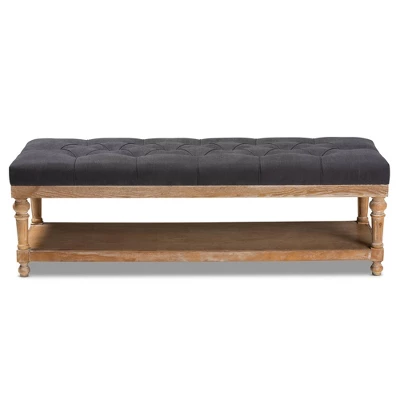 Linda Linen Fabric Upholstered Washed Wood Storage Bench - Baxton Studio 3 Linda Linen Fabric Upholstered Washed Wood Storage Bench - Baxton Studio