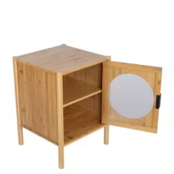 Aash 22.05"H*15.75"W*15.35"D Bamboo Bedside Table With Storage,Bamboo Nightstand With 1 Door And Adjustable Inner Shelves-The Pop Home -Baxton Studio Store GUEST 6fe9335d fa74 43fe 87bf 42c513bc9cc4