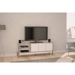 Boston TV Stand For TVs Up To 75" White/Light Brown - Polifurniture -Baxton Studio Store GUEST 70423819 beca 46f6 aecf 218a554caff1