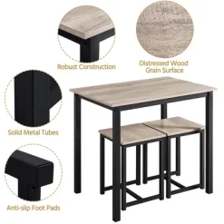 Yaheetech Industrial 3-Piece Space Saving Dining Table Set, For Kitchen, Dining Room 13 Yaheetech Industrial 3-Piece Space Saving Dining Table Set, For Kitchen, Dining Room -Baxton Studio Store GUEST 7047ae0f 8515 4248 88e9 12bfd5a9b757