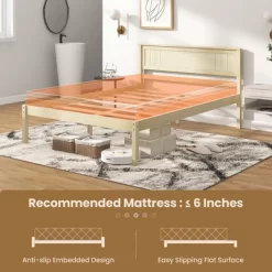 Costway Full/Queen/Twin Size Wooden Platform Bed Frame With Headboard Mattress Foundation Natural -Baxton Studio Store GUEST 70972829 cd11 4164 8444 4961d9d99b86