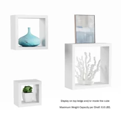 Floating Shelves- Open Cube Wall Shelf Set With Hidden Brackets, 3 Sizes To Display Décor, Photos, More- Hardware Included By Lavish Home (White) -Baxton Studio Store GUEST 70e3de27 6368 4307 a9f7 a216fee8c14c