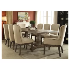 Landon Extendable Dining Table Wood/Salvage Brown - Acme Furniture