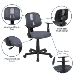 Flash Furniture Flash Fundamentals Mid-Back Mesh Swivel Task Office Chair With Pivot Back And Arms 18 Flash Furniture Flash Fundamentals Mid-Back Mesh Swivel Task Office Chair With Pivot Back And Arms -Baxton Studio Store GUEST 71721c3f 50b8 4765 9964 311142d50f3d