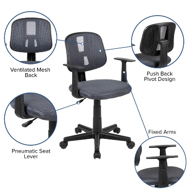 Flash Furniture Flash Fundamentals Mid-Back Mesh Swivel Task Office Chair With Pivot Back And Arms 5 Flash Furniture Flash Fundamentals Mid-Back Mesh Swivel Task Office Chair With Pivot Back And Arms - Image 4