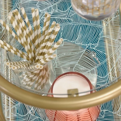 Coral Cape Bar Cart With Metal And Glass Satin Gold - Sauder 5 Coral Cape Bar Cart With Metal And Glass Satin Gold - Sauder - Image 3