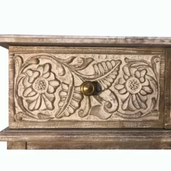 2 Drawer Mango Wood Console Table With Floral Carved Front Brown/White - The Urban Port -Baxton Studio Store GUEST 71f2cb94 5be9 4cc2 b929 f0f0aa6a9e08