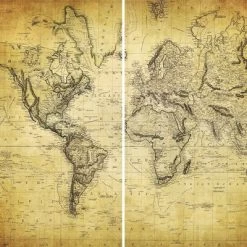 6" Double Sided Vintage World Map Canvas Room Divider Beige - Oriental Furniture -Baxton Studio Store GUEST 738786a7 5be6 460d 9107 b3cc925738c1