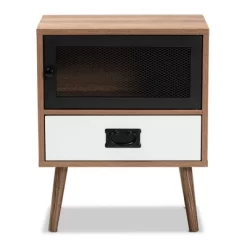 Hubbard Two-Tone Wood And Metal 1 Drawer Nightstand Natural Brown/Black/White - Baxton Studio -Baxton Studio Store GUEST 739f5770 8fc7 46fa a854 0792d6fa9b54