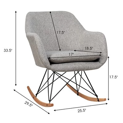 Costway Rocking Chair Fabric Rocker Upholstered Single Sofa Chair Accent Armchair Grey 4 Costway Rocking Chair Fabric Rocker Upholstered Single Sofa Chair Accent Armchair Grey - Image 2
