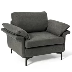 Costway Modern Linen Fabric Accent Armchair Upholstered Single Sofa W/ Metal Legs Grey 17 Costway Modern Linen Fabric Accent Armchair Upholstered Single Sofa W/ Metal Legs Grey -Baxton Studio Store GUEST 744f45a4 138e 4508 a3a3 26e96d051161