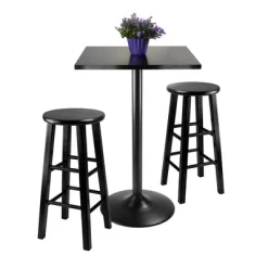 3pc 24" Obsidian Counter Height Dining Set Wood/black- Winsome