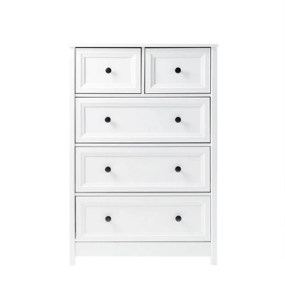 Farmhouse 5 Drawer Grooved Tall Storage Dresser White - Saracina Home 4 Farmhouse 5 Drawer Grooved Tall Storage Dresser White - Saracina Home - Image 2
