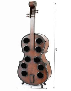 Vintiquewise Decorative 10 Bottle Wooden Cello Shaped Wine Rack 53" Inch Floor Violin -Baxton Studio Store GUEST 7709990b 5602 471e a0ae d9215b819a18