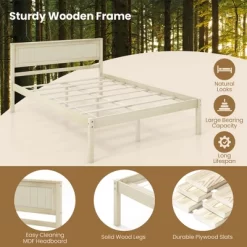 Costway Full/Queen/Twin Size Wooden Platform Bed Frame With Headboard Mattress Foundation Natural -Baxton Studio Store GUEST 77724448 dbc6 4cd2 8184 4d18e809bfb8