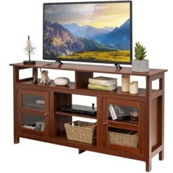 Costway 58'' TV Stand Entertainment Console Center W/ 2 Cabinets Up To 65'' GreyBlackWalnut -Baxton Studio Store GUEST 77b7d427 1543 4a27 8080 ee7c08526cbb