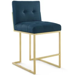 Privy Stainless Steel Upholstered Fabric Counter Height Barstool Gold - Modway