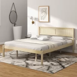 Costway Full/Queen/Twin Size Wooden Platform Bed Frame With Headboard Mattress Foundation Natural -Baxton Studio Store GUEST 78800d95 c702 4438 8c77 1b2d7dca962a