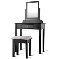Costway Makeup Desk Vanity Dressing Table Square Stool 1 Large Black -Baxton Studio Store GUEST 788c7a20 0343 422b a0fc 08462e8c713a