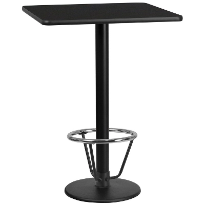 Emma And Oliver 30" Square Black Laminate Bar Table Top-18"RD Base/Foot Ring 3 Emma And Oliver 30" Square Black Laminate Bar Table Top-18"RD Base/Foot Ring