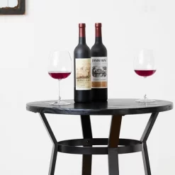 Steel Bar Table With Solid Elm Wood Top - Glitzhome -Baxton Studio Store GUEST 790eef59 8cf3 4179 b237 3ebb2e1d2476