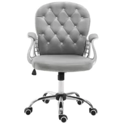 Vinsetto Vanity Middle Back Office Chair Tufted Backrest Swivel Rolling Wheels Task Chair With Height Adjustable Comfortable With Armrests -Baxton Studio Store GUEST 798262f4 4622 46c5 8b89 32c5ec19d2dd