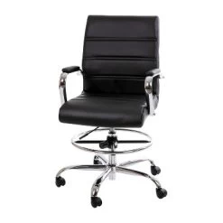 Emma And Oliver Mid-Back LeatherSoft Drafting Chair With Adjustable Foot Ring And Chrome Base 26 Emma And Oliver Mid-Back LeatherSoft Drafting Chair With Adjustable Foot Ring And Chrome Base -Baxton Studio Store GUEST 7a9a7a01 097c 4607 b76b 21a46ddd5a0f